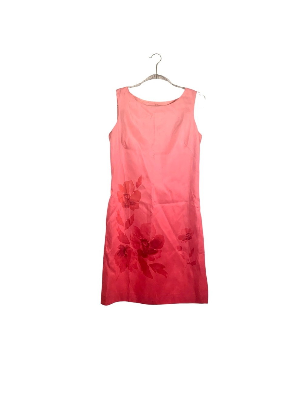 Casual Corner 100% Silk Pink Floral Ombre Sleeveless Dress
